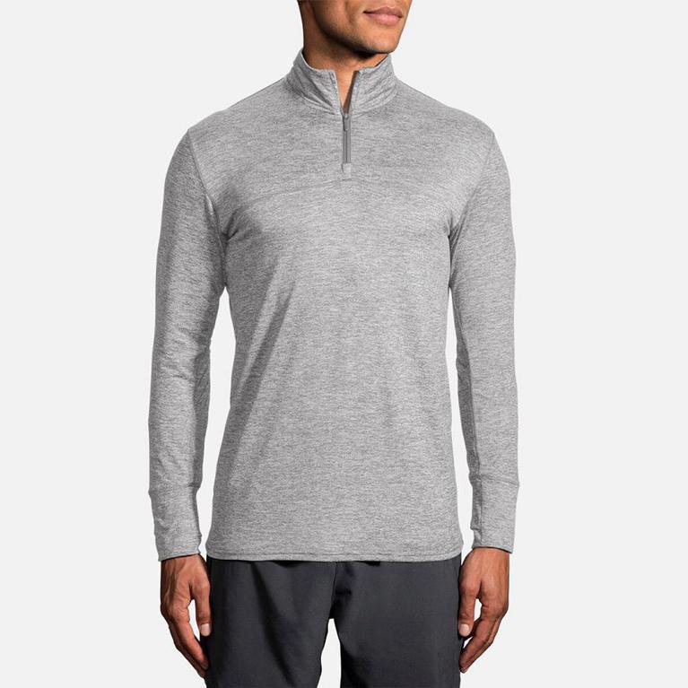 Brooks Dash Half Zip Running Jackets - Men's - Grey (68305-PQID)